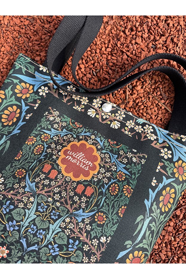 William Morris Kanvas Bez Çanta Yıkanabilir Metal Çıtçıtlı 35x38cm (KÜÇÜK BOY)