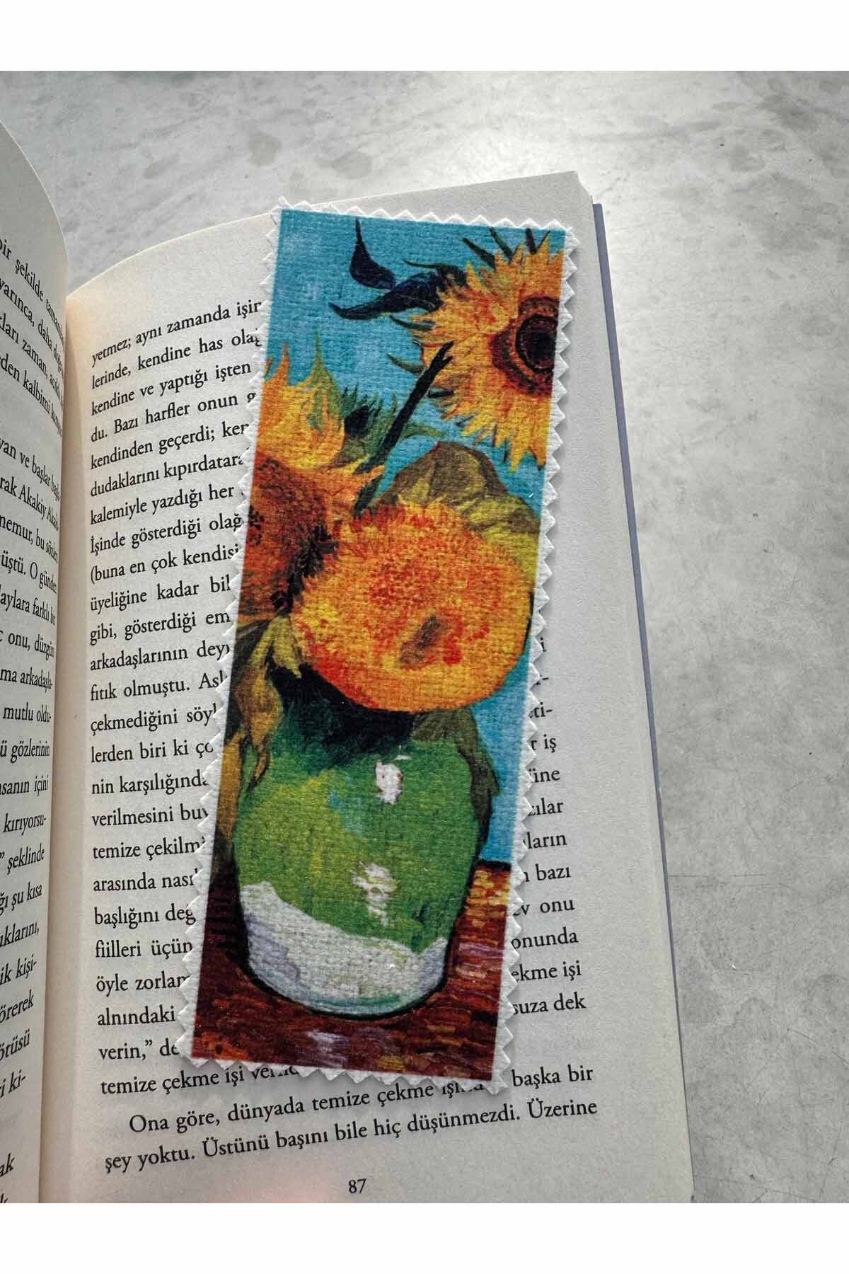 Van Gogh Ayçiçekleri Kanvas Kumaş Kitap Ayracı (4'LÜ) Yıkanabilir