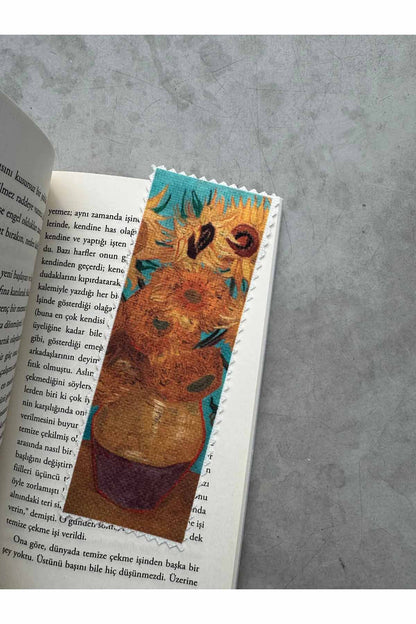 Van Gogh Ayçiçekleri Kanvas Kumaş Kitap Ayracı (4'LÜ) Yıkanabilir