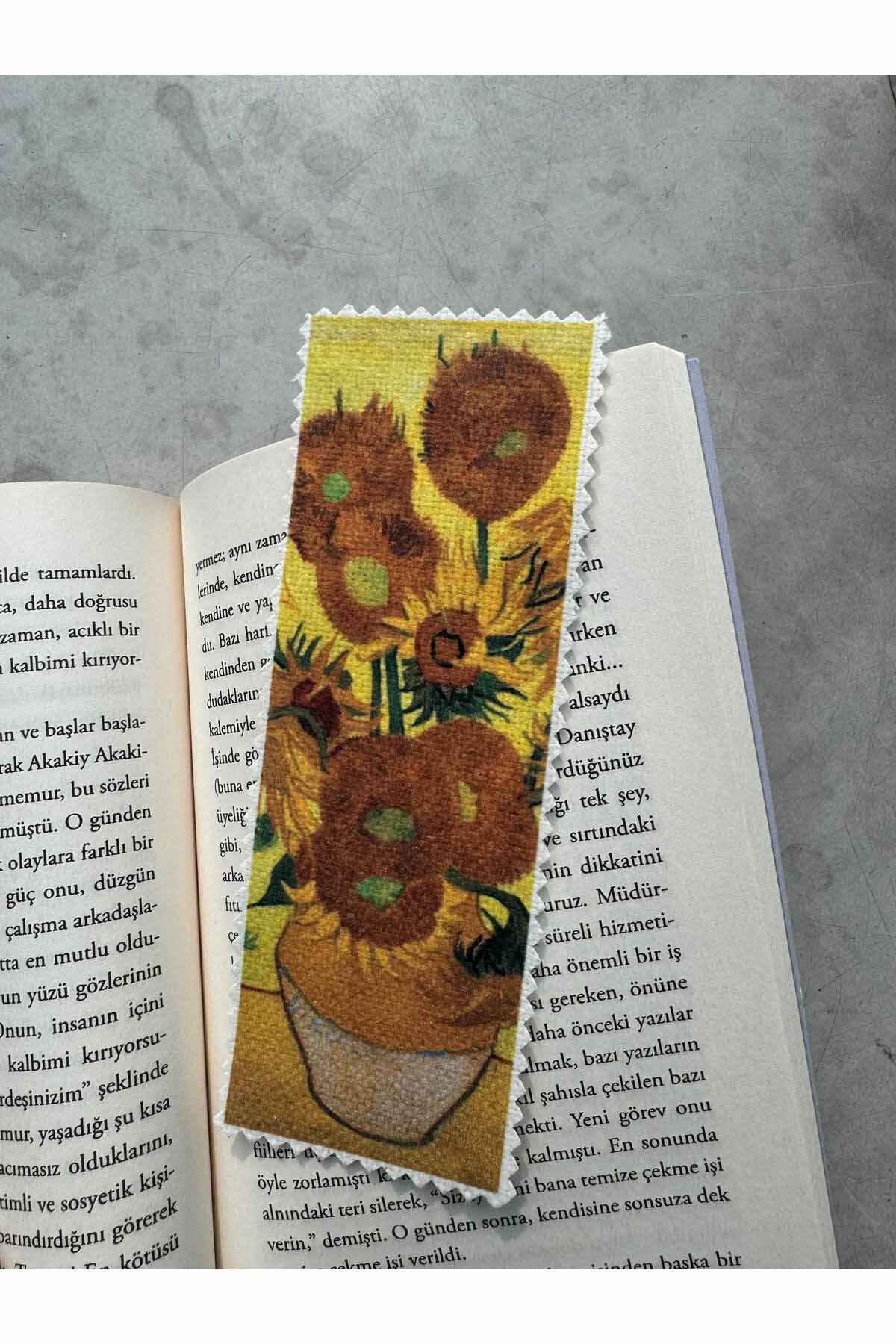 Van Gogh Ayçiçekleri Kanvas Kumaş Kitap Ayracı (4'LÜ) Yıkanabilir
