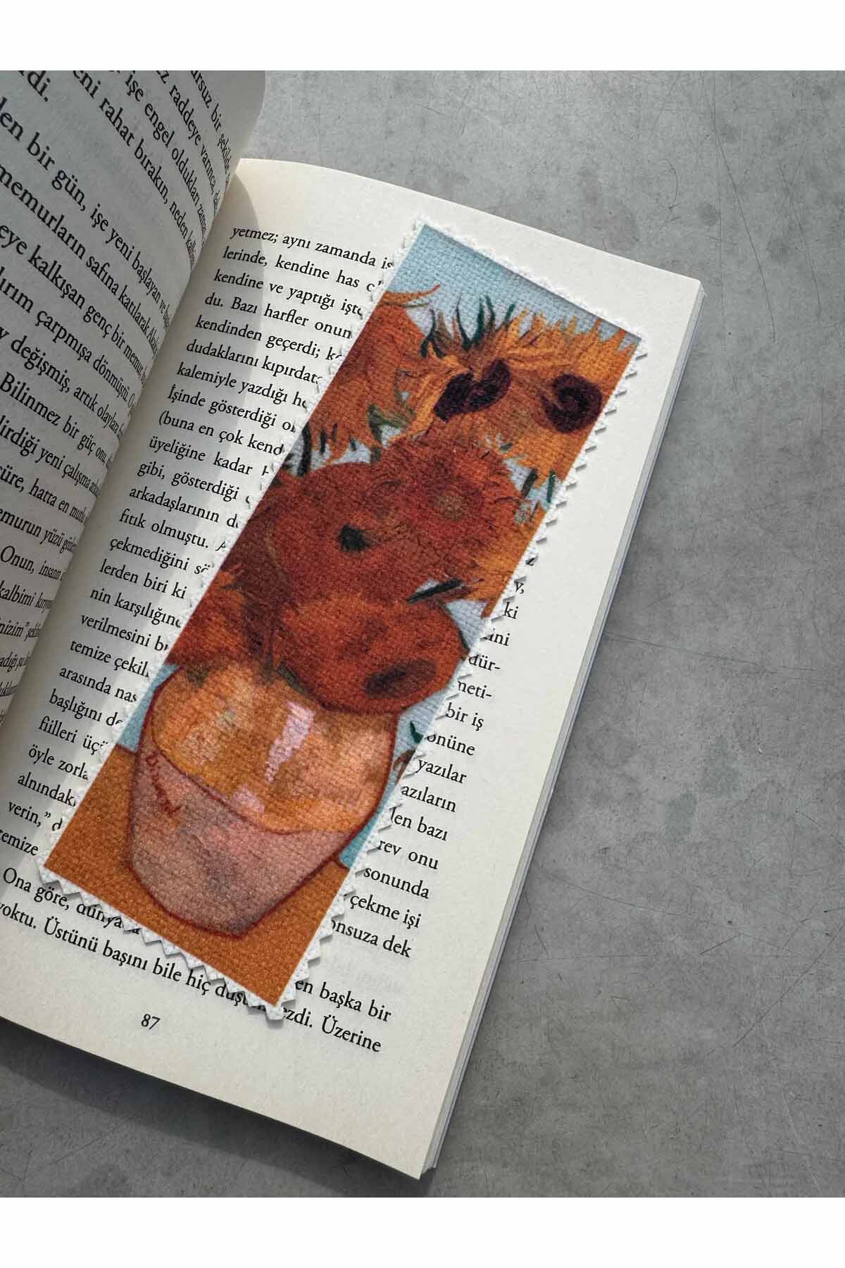 Van Gogh Ayçiçekleri Kanvas Kumaş Kitap Ayracı (4'LÜ) Yıkanabilir