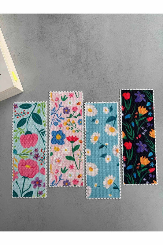 Çiçekli Kitap Ayracı Yıkanabilir (4'LÜ)