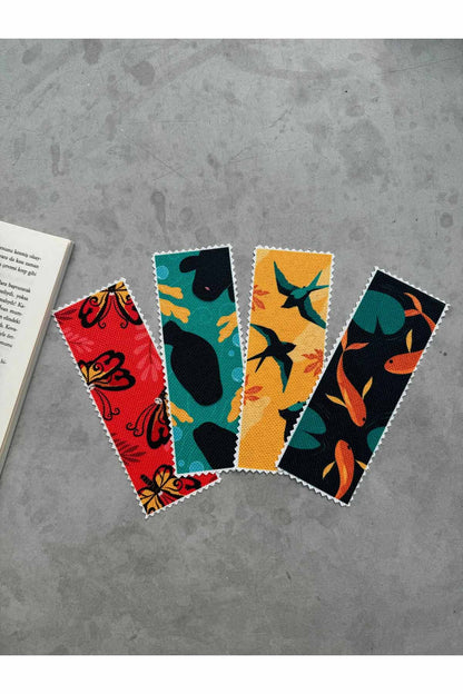 Sevimli Hayvanlar Kanvas Kumaş Kitap Ayracı (4'LÜ) Yıkanabilir