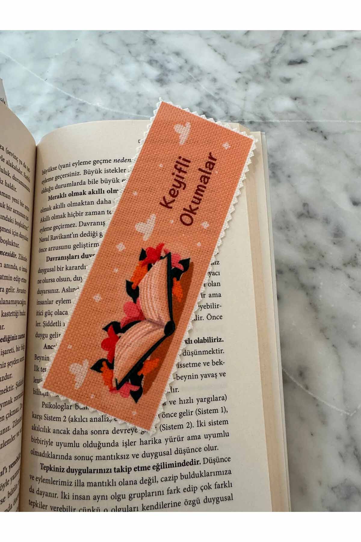 Sanatsal Tasarım Kanvas Kumaş Kitap Ayracı (4'LÜ) Yıkanabilir