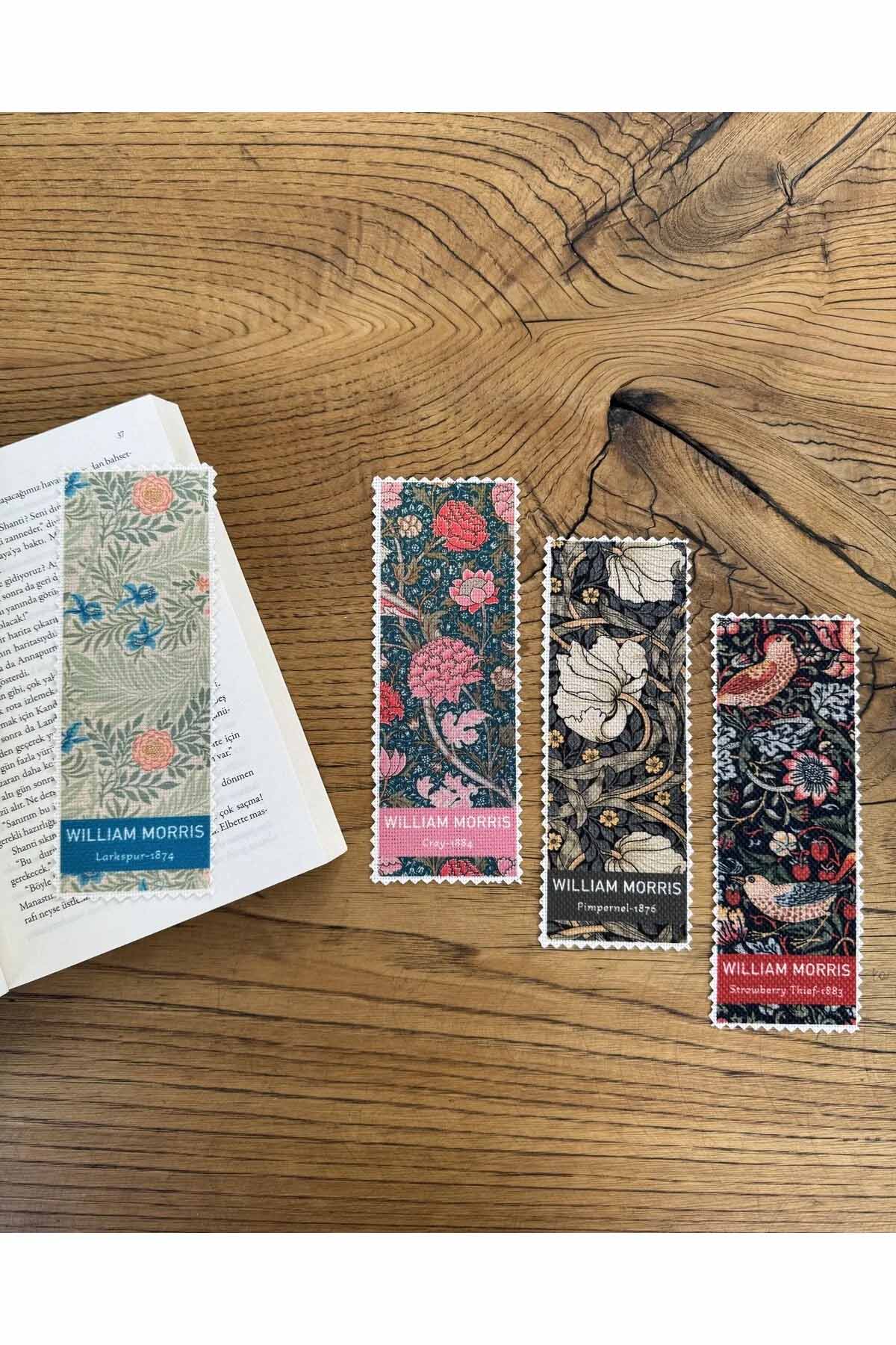 William Morris Kanvas Kumaş Kitap Ayracı (4'LÜ) Yıkanabilir