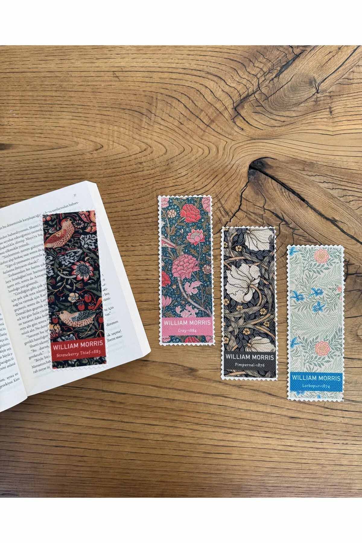 William Morris Kanvas Kumaş Kitap Ayracı (4'LÜ) Yıkanabilir