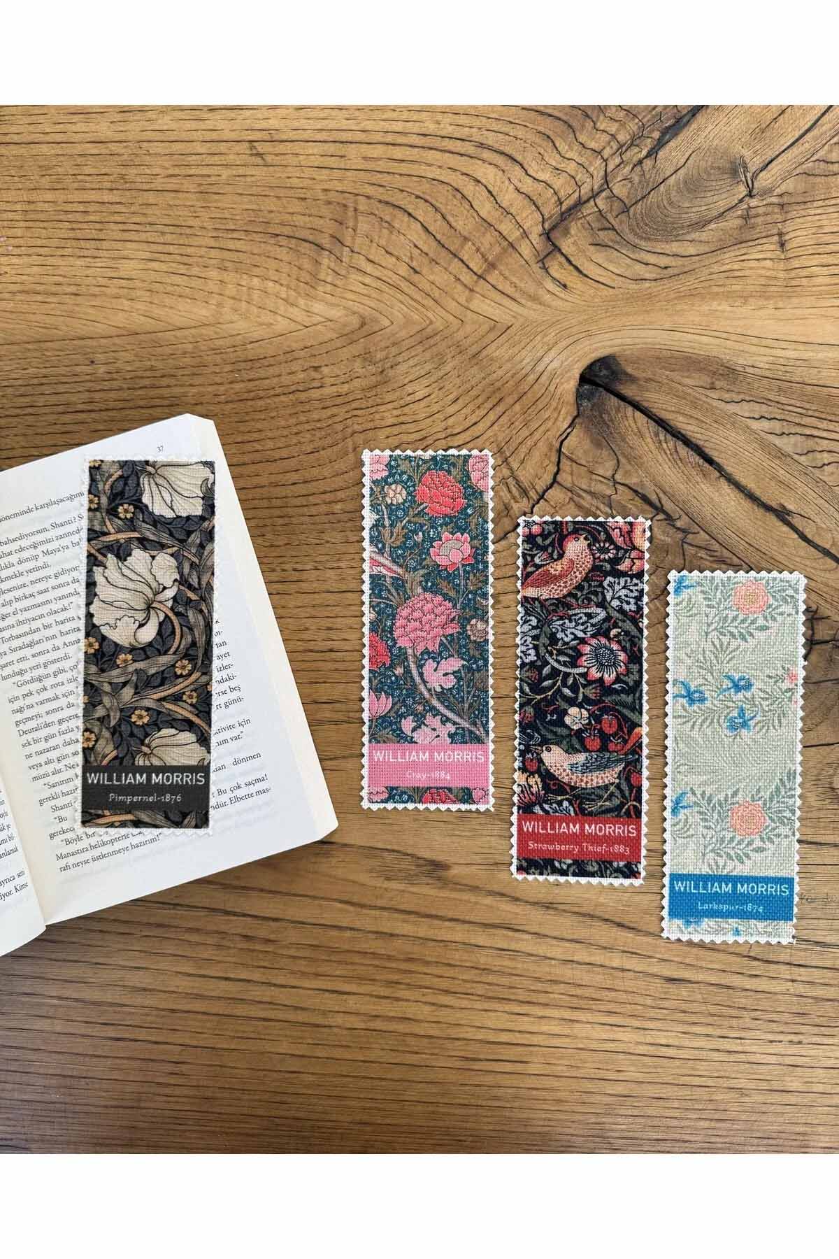 William Morris Kanvas Kumaş Kitap Ayracı (4'LÜ) Yıkanabilir