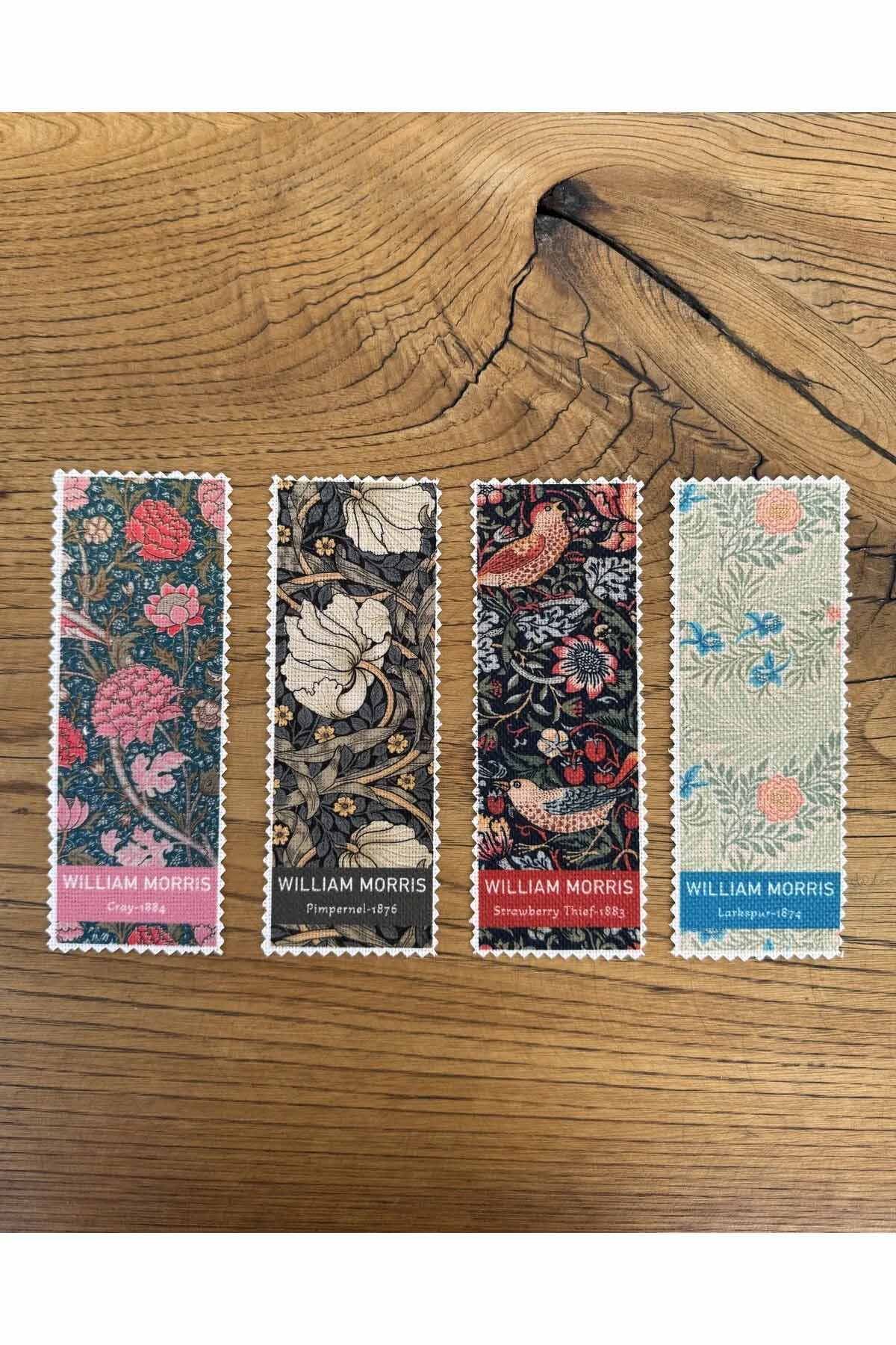 William Morris Kanvas Kumaş Kitap Ayracı (4'LÜ) Yıkanabilir