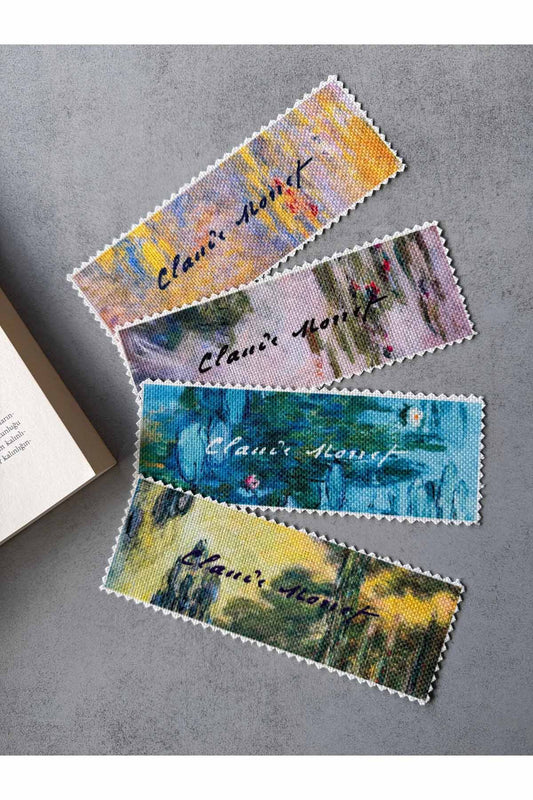 Claude Monet Kanvas Kumaş Kitap Ayracı (4'LÜ) Yıkanabilir