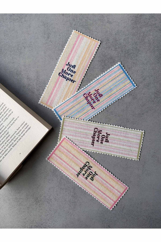 Sanatsal Tasarım Kanvas Kumaş Kitap Ayracı (4'LÜ) Yıkanabilir