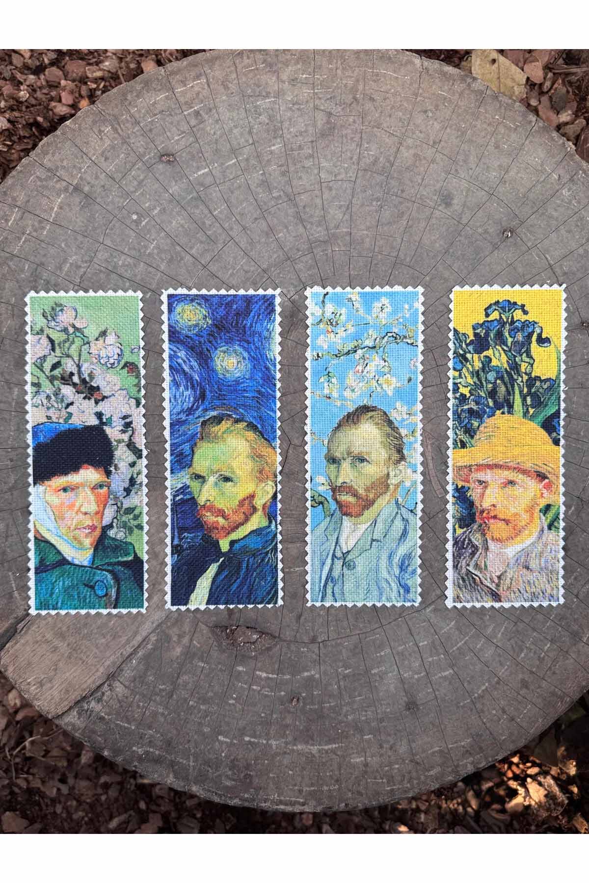 Vincent van Gogh Kanvas Kumaş Kitap Ayracı (4'LÜ) Yıkanabilir