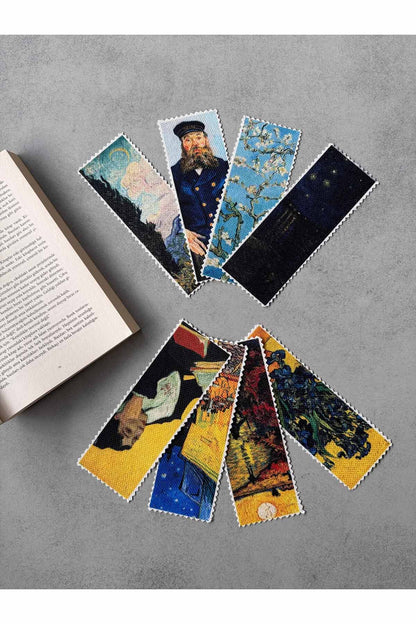 Vincent van Gogh Kanvas Kumaş Kitap Ayracı (8'Lİ) Yıkanabilir