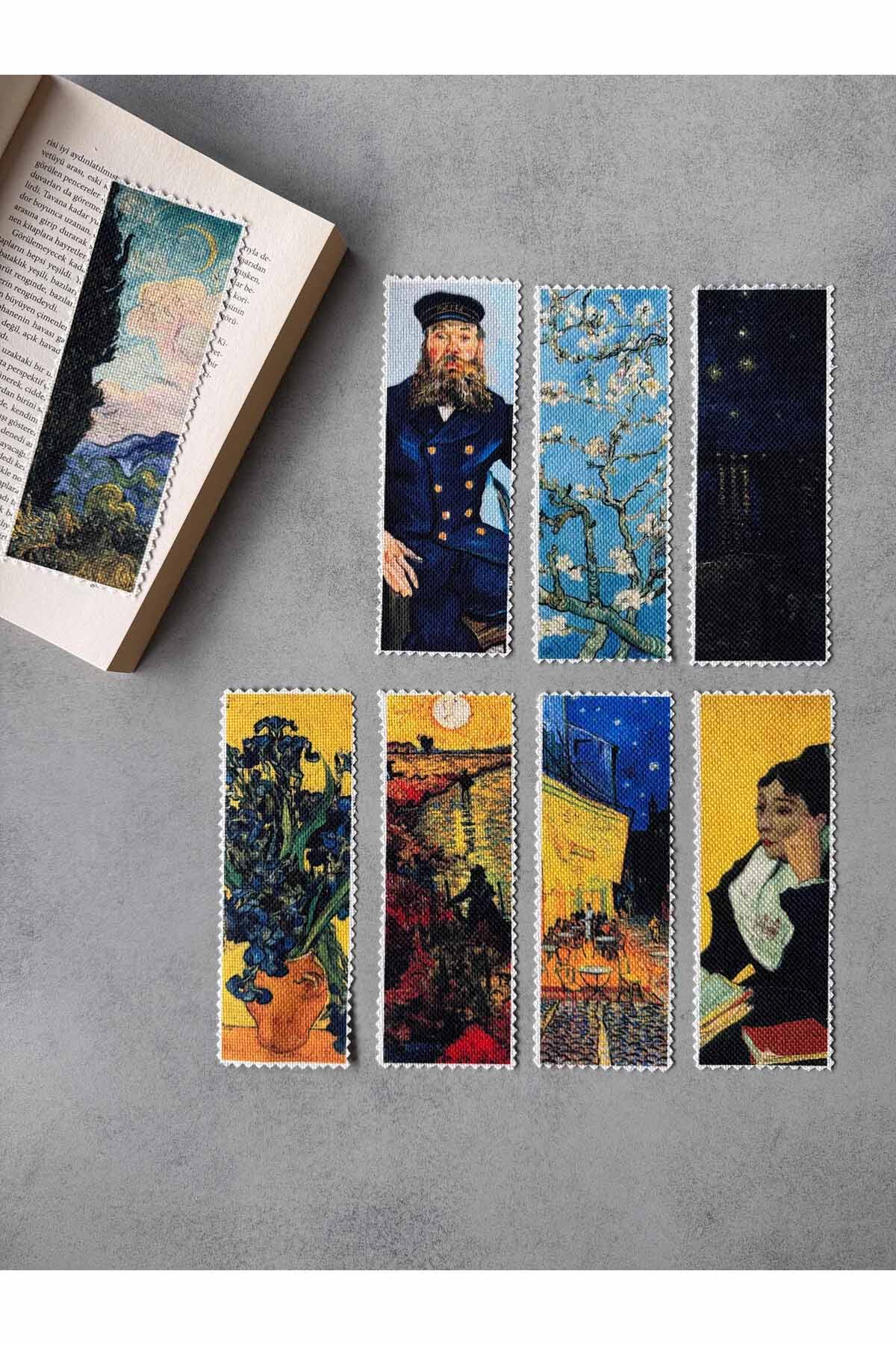 Vincent van Gogh Kanvas Kumaş Kitap Ayracı (8'Lİ) Yıkanabilir