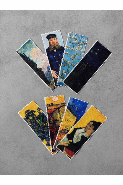 Vincent van Gogh Kanvas Kumaş Kitap Ayracı (8'Lİ) Yıkanabilir