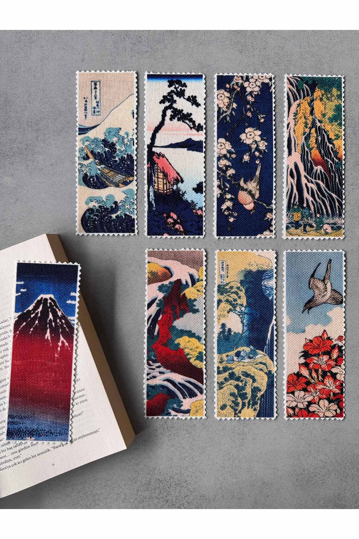 Katsushika Hokusai Kanvas Kumaş Kitap Ayracı (8'Lİ) Yıkanabilir