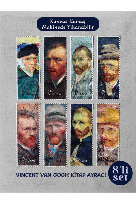 Vincent van Gogh Kanvas Kumaş Kitap Ayracı (8'Lİ) Yıkanabilir
