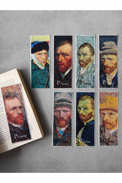 Vincent van Gogh Kanvas Kumaş Kitap Ayracı (8'Lİ) Yıkanabilir