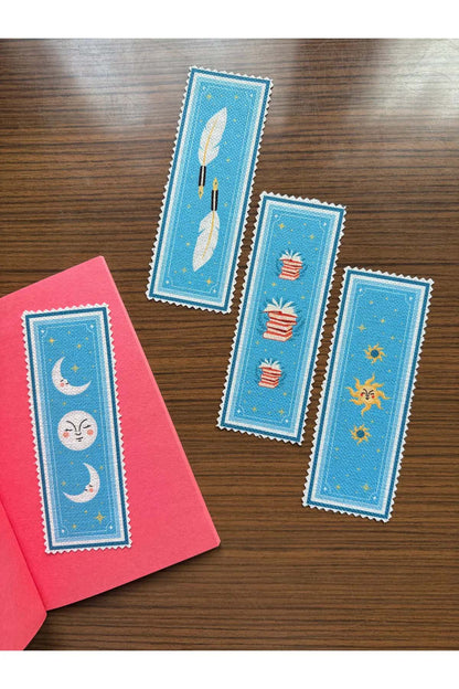 Sanatsal Tasarım Kanvas Kumaş Kitap Ayracı (4'LÜ) Yıkanabilir