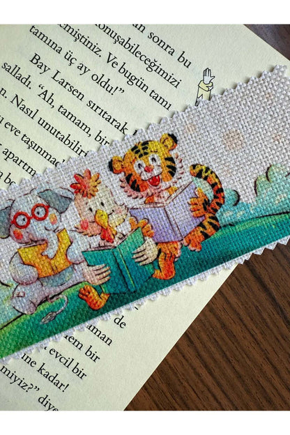 Sevimli Hayvanlar Kanvas Kumaş Kitap Ayracı (4'LÜ) Yıkanabilir