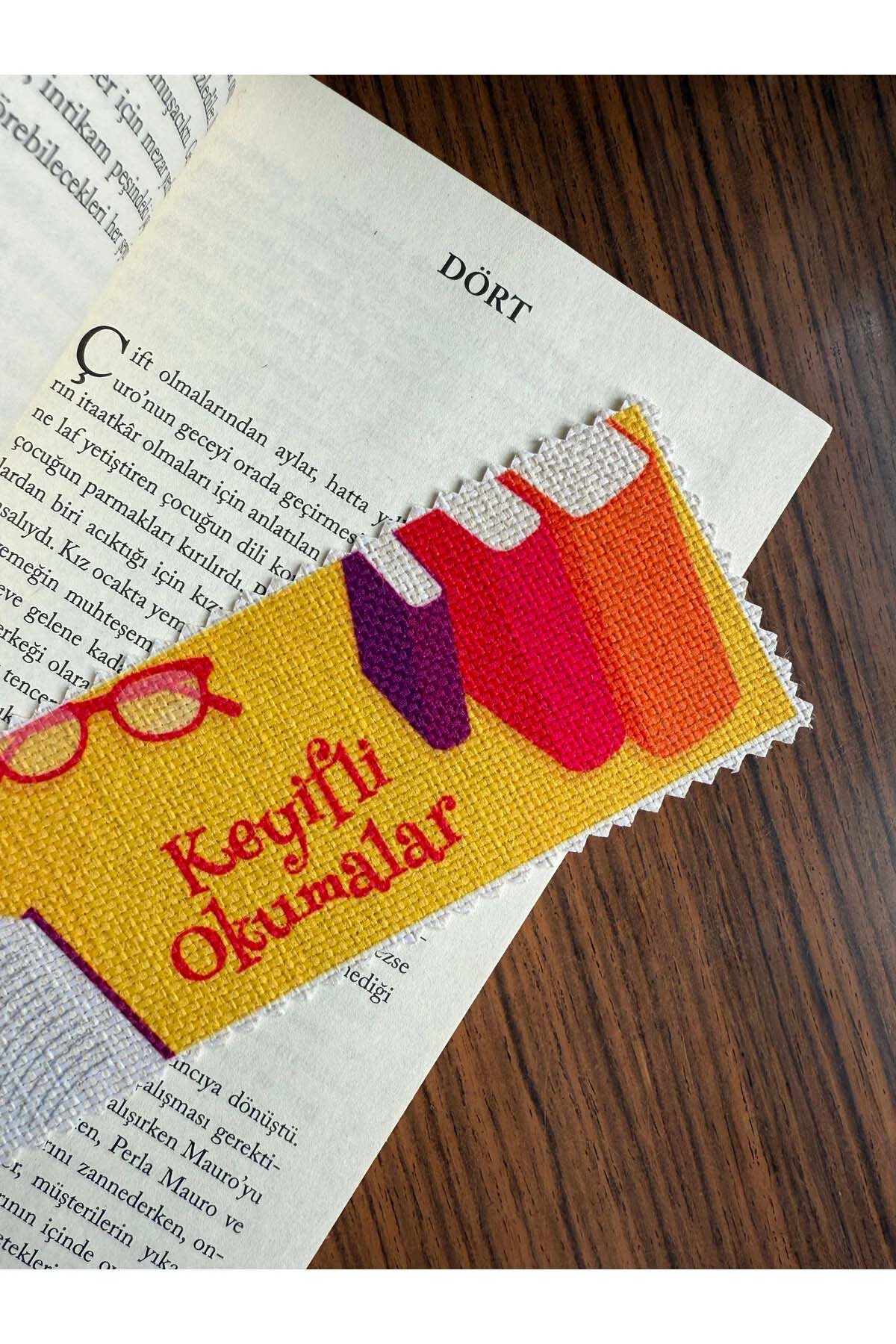 Sanatsal Tasarım Kanvas Kumaş Kitap Ayracı (4'LÜ) Yıkanabilir