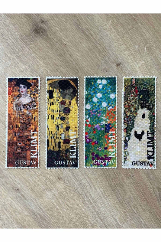 Sanatsal Tasarım Yıkanabilir Gustav Klimt Kitap Ayracı (4'LÜ)