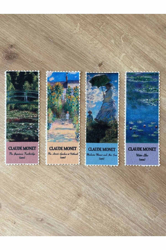 Sanatsal Tasarım Yıkanabilir Claude Monet Kitap Ayracı (4'LÜ)