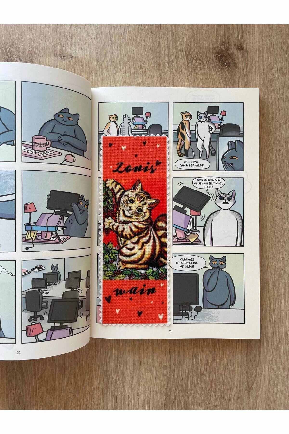 Sanatsal Tasarım Yıkanabilir Kedili Kitap Ayracı (5'Lİ)