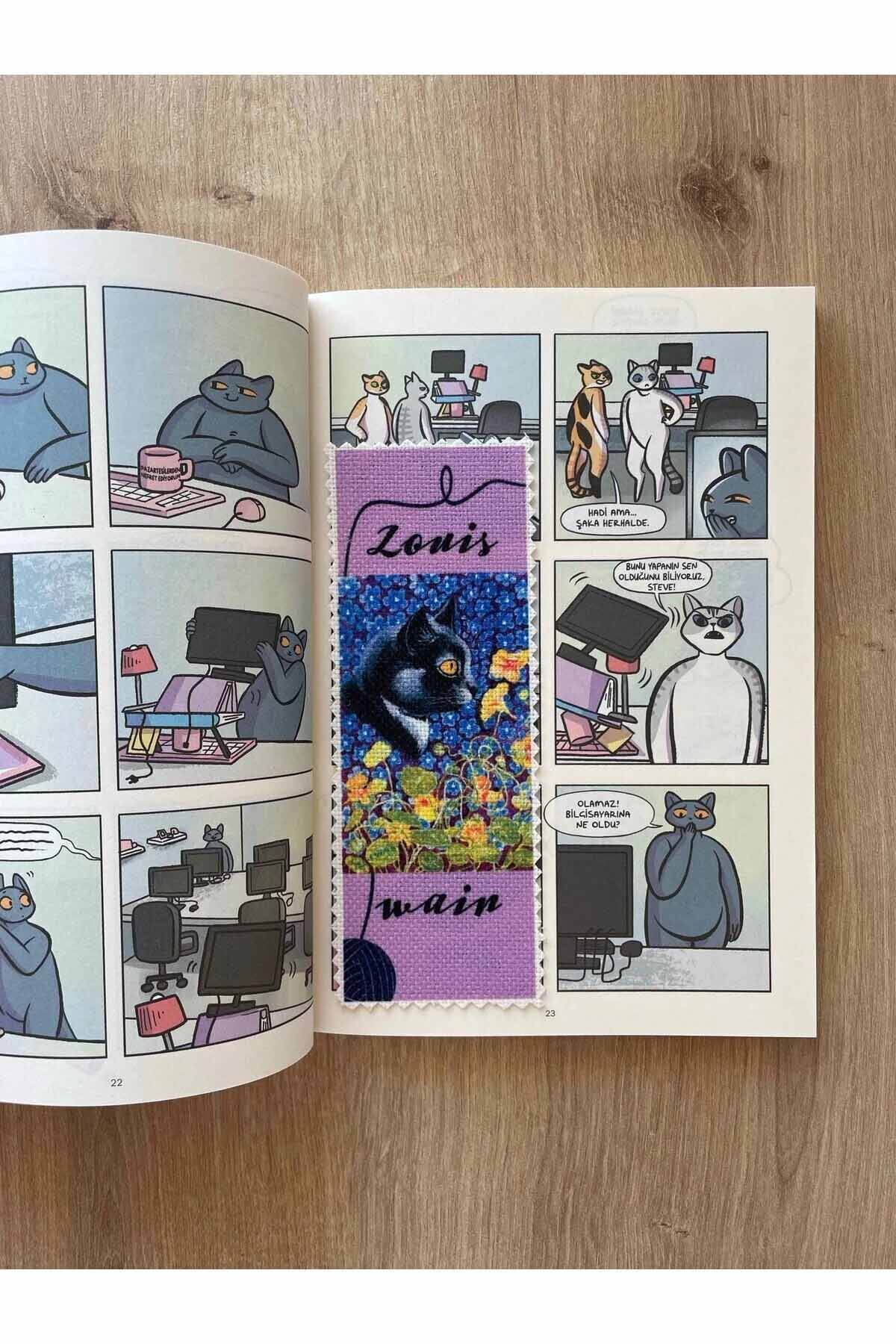 Sanatsal Tasarım Yıkanabilir Kedili Kitap Ayracı (5'Lİ)