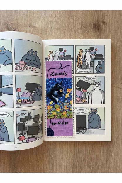 Sanatsal Tasarım Yıkanabilir Kedili Kitap Ayracı (5'Lİ)