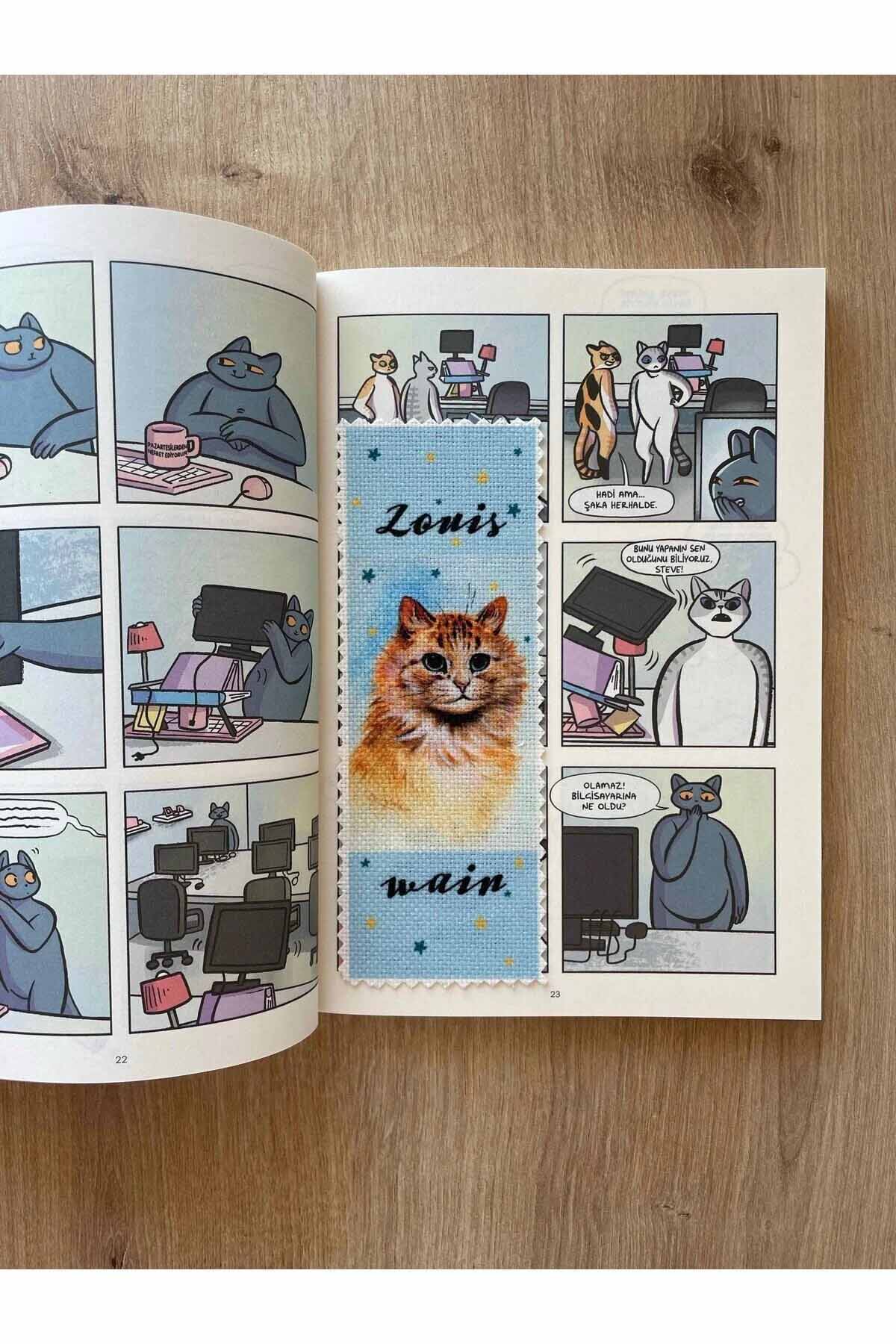 Sanatsal Tasarım Yıkanabilir Kedili Kitap Ayracı (5'Lİ)