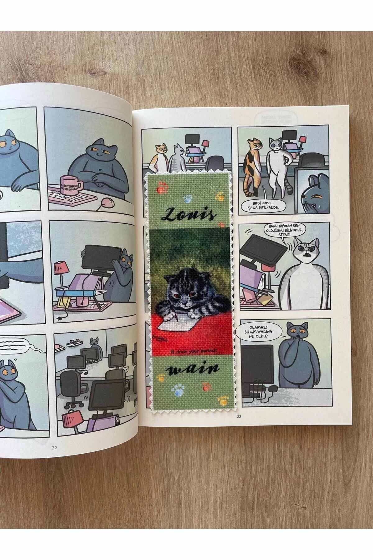 Sanatsal Tasarım Yıkanabilir Kedili Kitap Ayracı (5'Lİ)