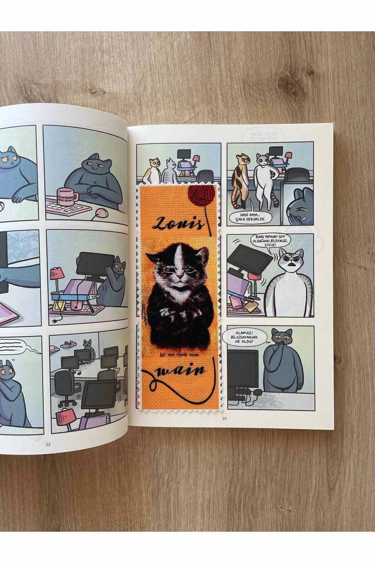 Sanatsal Tasarım Yıkanabilir Kedili Kitap Ayracı (5'Lİ)