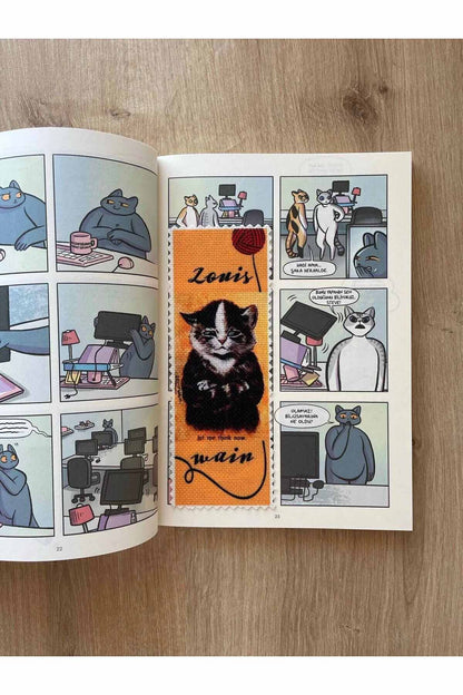 Sanatsal Tasarım Yıkanabilir Kedili Kitap Ayracı (5'Lİ)