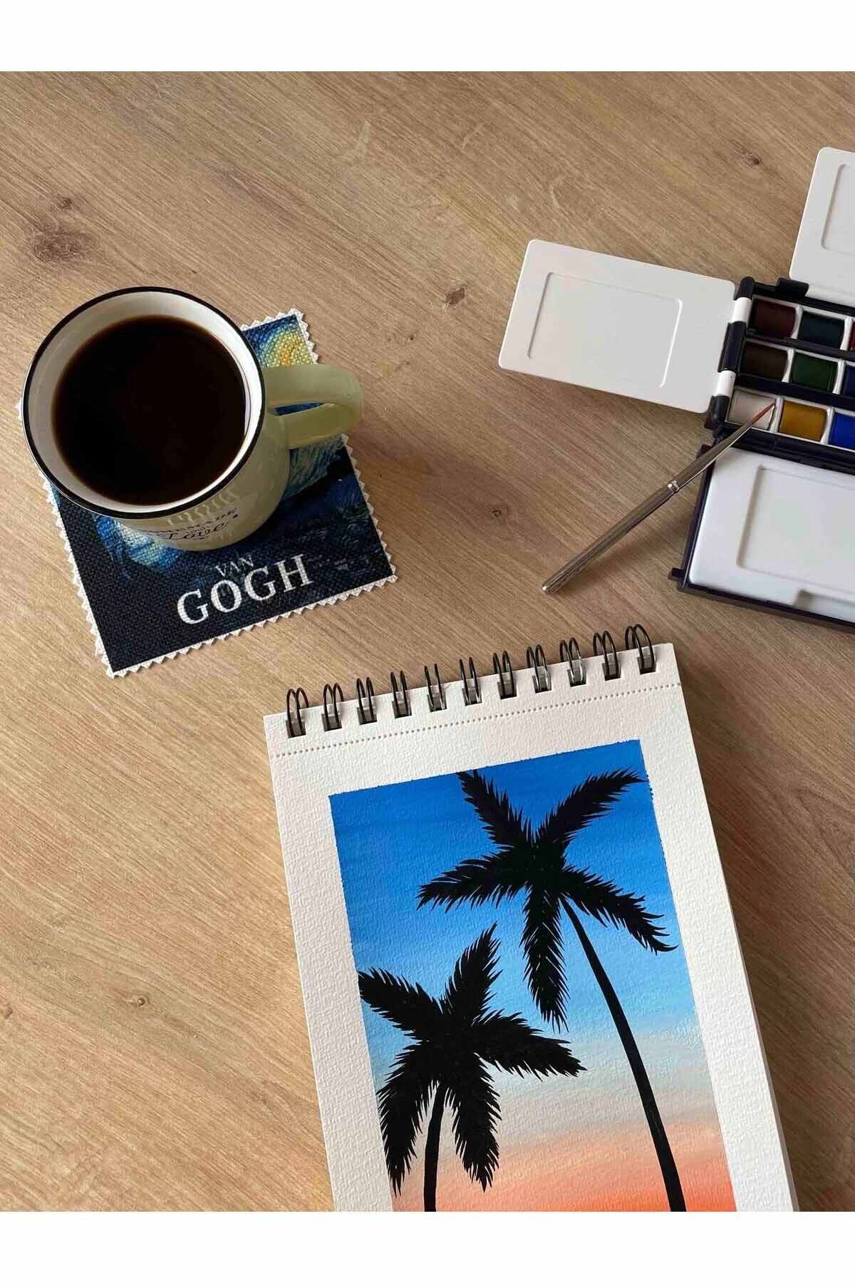 Van Gogh Kare Kitap Ayracı, Mini Duvar Tablosu, Bardak Altlığı