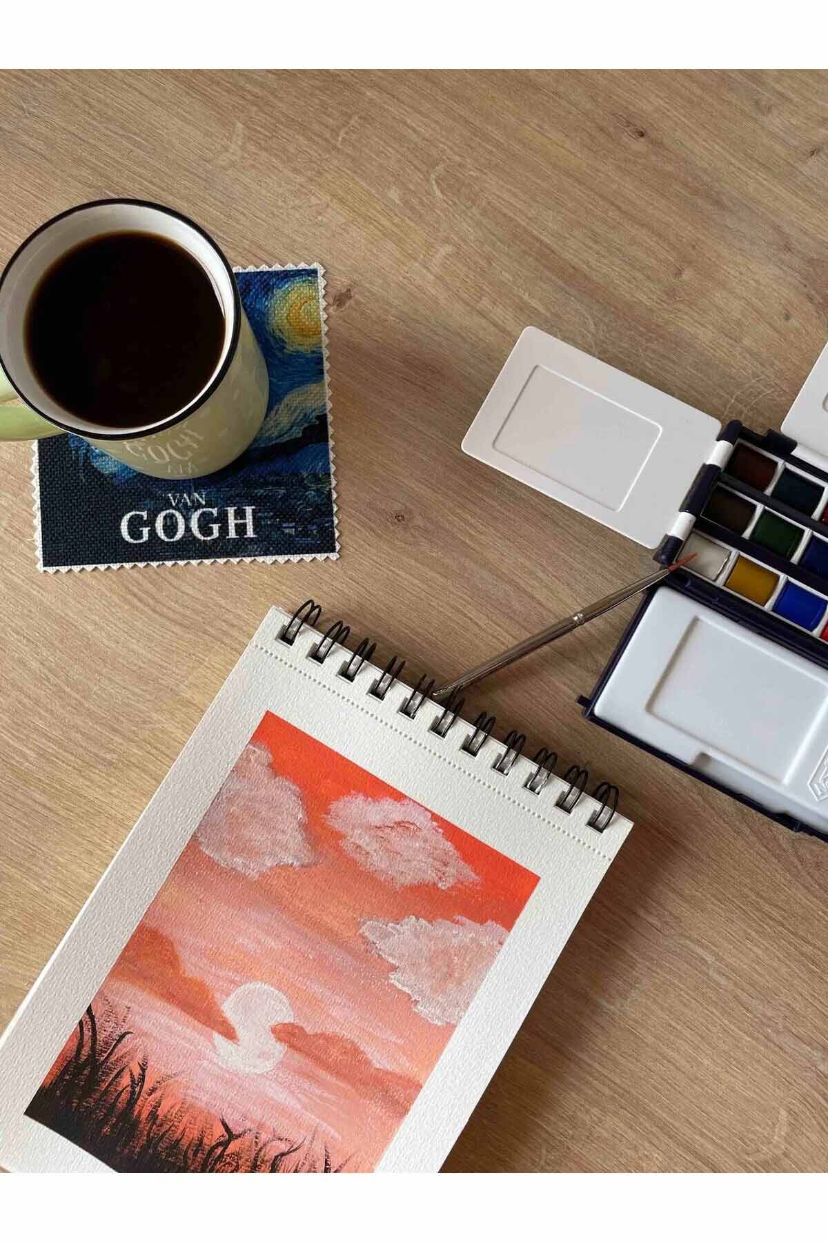 Van Gogh Kare Kitap Ayracı, Mini Duvar Tablosu, Bardak Altlığı