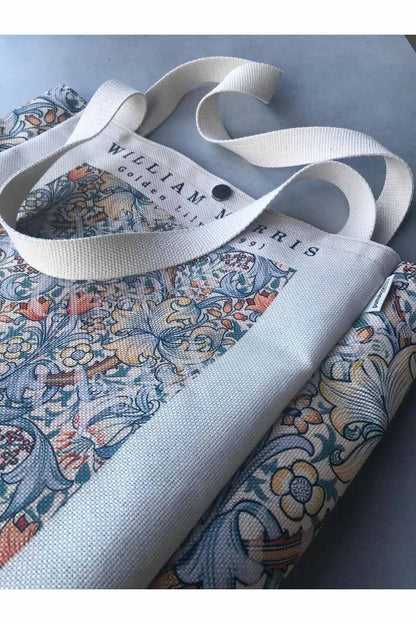 William Morris Kanvas Bez Çanta Yıkanabilir Metal Çıtçıtlı Cepli