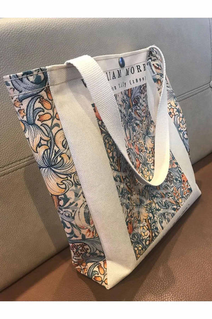 William Morris Kanvas Bez Çanta Yıkanabilir Metal Çıtçıtlı Cepli
