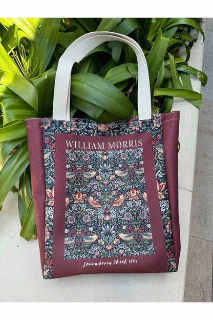 William Morris Kanvas Bez Çanta Yıkanabilir Metal Çıtçıtlı Cepli