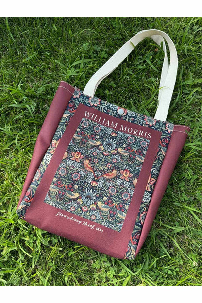 William Morris Kanvas Bez Çanta Yıkanabilir Metal Çıtçıtlı Cepli