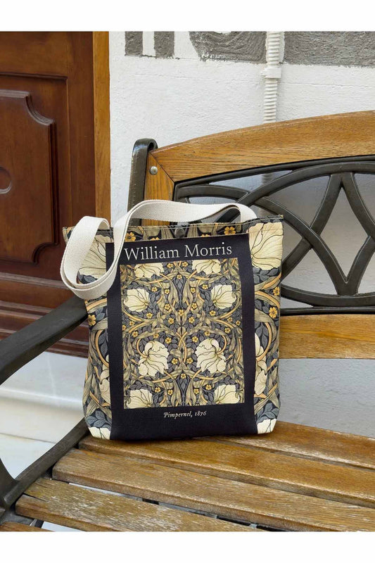 William Morris Kanvas Bez Çanta Yıkanabilir Metal Çıtçıtlı 35x38cm (KÜÇÜK BOY)