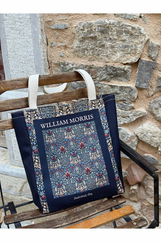 William Morris Kanvas Bez Çanta Yıkanabilir Metal Çıtçıtlı Cepli