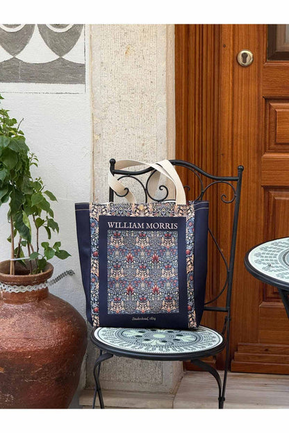 William Morris Kanvas Bez Çanta Yıkanabilir Metal Çıtçıtlı Cepli