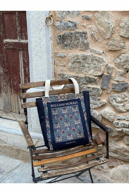 William Morris Kanvas Bez Çanta Yıkanabilir Metal Çıtçıtlı Cepli