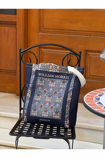 William Morris Kanvas Bez Çanta Yıkanabilir Metal Çıtçıtlı Cepli