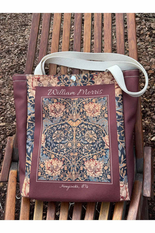 William Morris Kanvas Bez Çanta Yıkanabilir Metal Çıtçıtlı Cepli