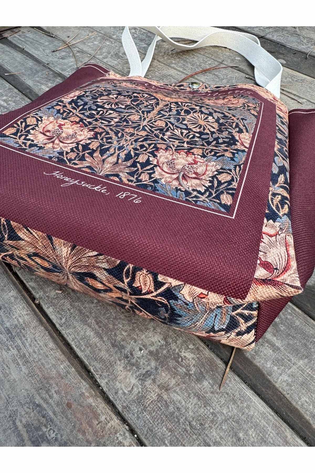 William Morris Kanvas Bez Çanta Yıkanabilir Metal Çıtçıtlı Cepli