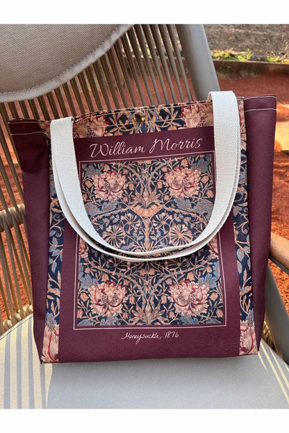 William Morris Kanvas Bez Çanta Yıkanabilir Metal Çıtçıtlı Cepli