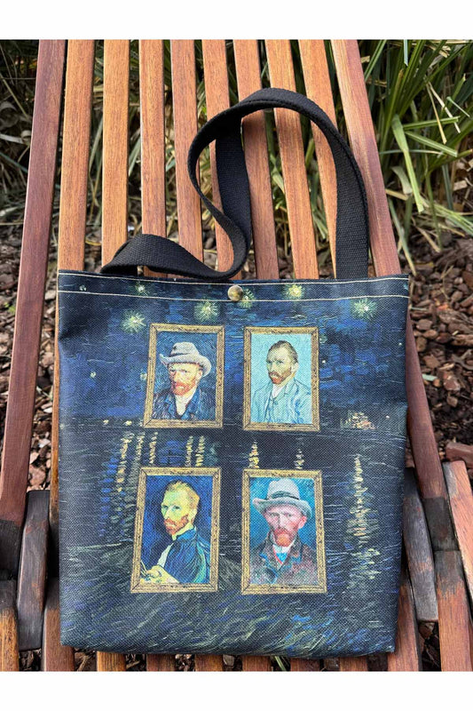 Vincent Van Gogh Kanvas Bez Çanta Yıkanabilir Metal Çıtçıtlı 35x38cm (KÜÇÜK BOY)