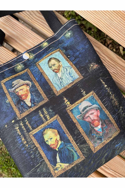 Vincent Van Gogh Kanvas Bez Çanta Yıkanabilir Metal Çıtçıtlı 35x38cm (KÜÇÜK BOY)