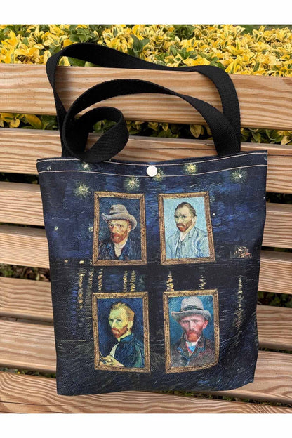 Vincent Van Gogh Kanvas Bez Çanta Yıkanabilir Metal Çıtçıtlı 35x38cm (KÜÇÜK BOY)